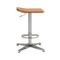 Adjustable Modern Bar Stool with Wooden Seat and Chrome Base