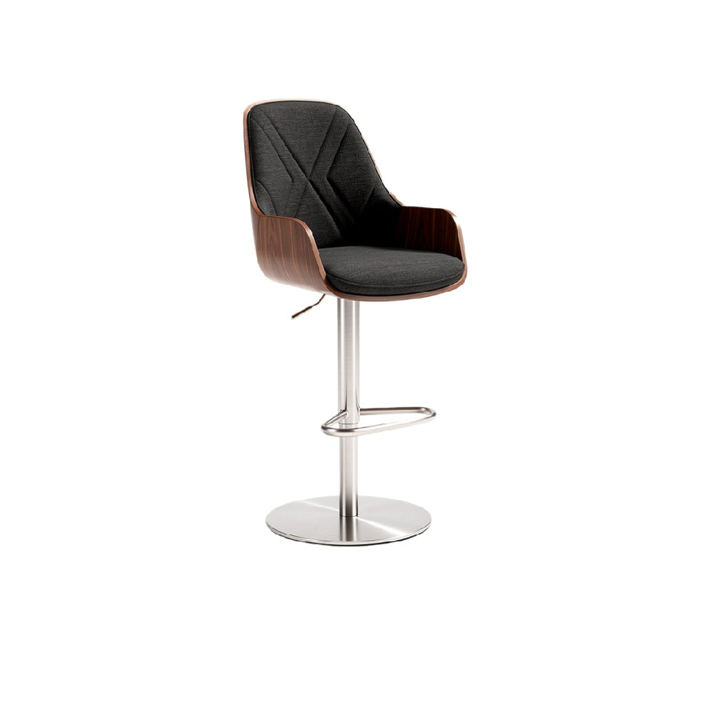 Modern Adjustable Bar Stool with Plush Upholstery and Sleek Chrome Base