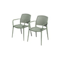 Set of Two Contemporary Green Outdoor Chairs with Intricate Design
